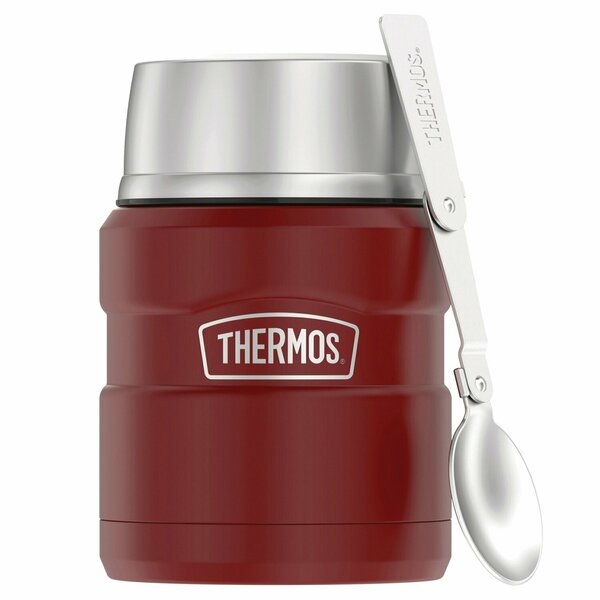 Thermos 16-Ounce Stainless King Vacuum-Insulated Stainless Food Jar with Folding Spoon (Matte Red) SK3000MR4